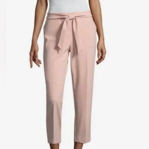 Worthington NWT Crop Pants, Belted, Elastic waist, Pink-rose smoke Women Size 4